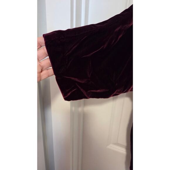 Vintage Burgundy Velvet Lace Beaded Tunic Top Gothic Renaissance Style - Picture 5 of 8